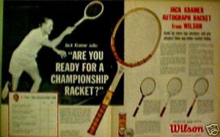 1961 Jack Kramer Pro Autograph Wilson Wood Racket Tennis Championship Balls Ad
