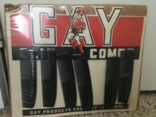 Vintage Gay Comb Display Advertising Store Sign Display 1940s