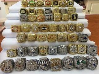 53pcs 1966 Packers To 2019 Patriots American Football Team Ring Set Fan Men Gift