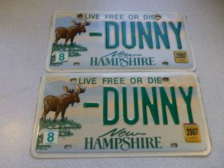 2007 Hampshire Nh Moose License Plate Graphic Pair Set - Dunny