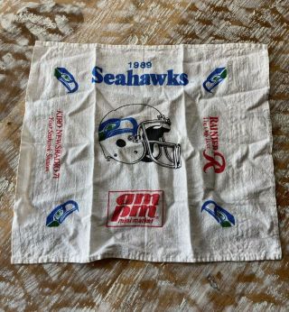 1989 Seattle Seahawks Vintage Memorabilia Rainier Beer Ad Square Hand Towel