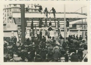 N28 Vintage Photo 2.  5x3.  5 Mussolini Hanging Dead Bodies Public Execution 2