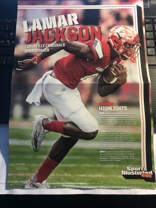 2017 Sports Illustrated Si Kids Football Poster Lamar Jackson Louisville Cards