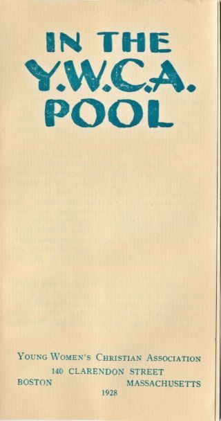 1928 Ymca Boston Ma " In The Ymca Pool " Swimming Classes And Information Pamphlet