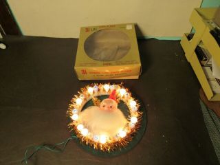 Vintage Christmas Lighted Renown Spinning Santa 31 Light Lite Wall Plaque W/box