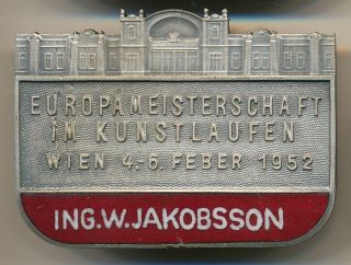 Badge European Figure Skating Championships 1952 Vienna Patinage Artistique