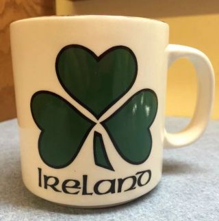 Ireland Coffee Mug Green Shamrock Carrigcraft Carrigaline County Cork Gold Rim