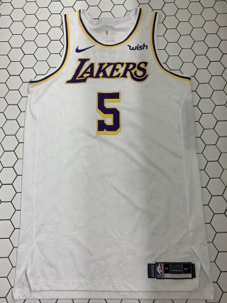 Los Angeles Lakers Tyson Chandler Game Worn Nike White Jersey Size 50 Mic Pouch