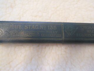 Vintage Shumate Stag 135 5/8 Straight Razor With Orginal Box St Louis Missouri