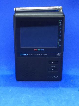 Vintage Casio Tv - 3100 Lcd Pocket Colored Television Japan 842 - 1