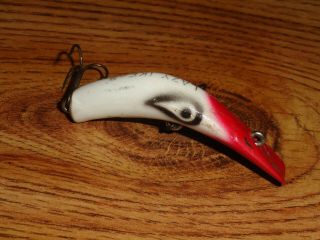 Vintage Fishing Lure Plastic Kautzky Lazy Ike 2 White With Red Head Circa 1960 