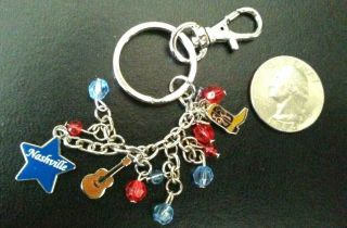 Nashville Tennessee Music City Usa Cowboy Boot Guitar Star Charms Keychain