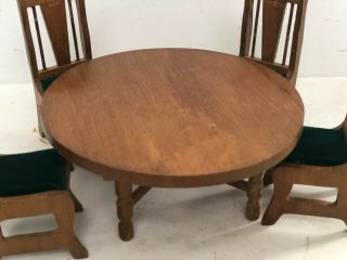 Vintage Dollhouse Wood Dining Room Table and Chairs 2