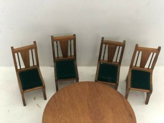 Vintage Dollhouse Wood Dining Room Table and Chairs 3