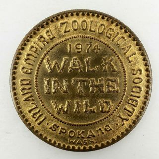 1974 Walk In The Wild Zoo Coin Medal Spokane Ram Cougar Eagle Zoological Society