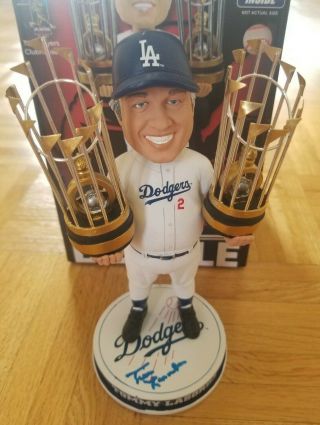 Tommy Lasorda Signed Trophies Bobblehead 81 & 88 World Series Champs Psa/dna