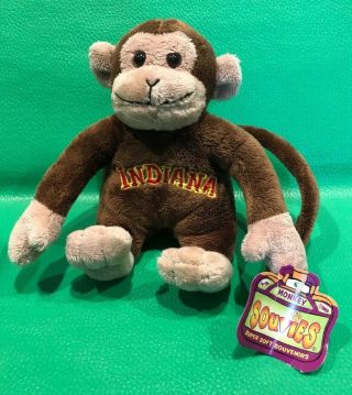 Souvies Indiana Brown Monkey Plush Soft Stuffed Animal Souvenir 6” Wire In Tail