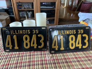 Illinois.  1939.  License Plate.  Pair.