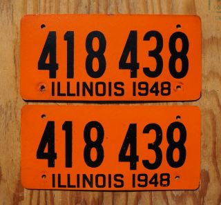 1948 Illinois Passenger License Plate Pair / Set