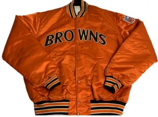 Rare 90s Vintage Nfl Cleveland Browns Orange Satin Starter Jacket Coat Size Xl