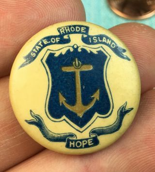 Vintage State Of Rhode Island Hope 1” Pin Early Flatback Pinback Early 1900’s