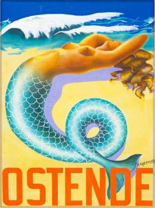 Ostende Belgium Mermaid Vintage Travel Advertisement Art Poster Print