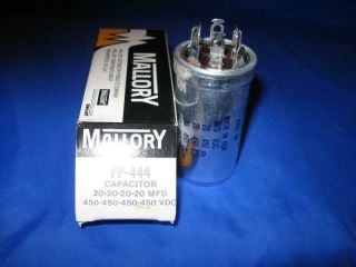 Vintage Mallory Fp - 444 Capacitor Nib Nos - 20 - 20 - 20 - 20 Mfd 450 Volt - L@@k