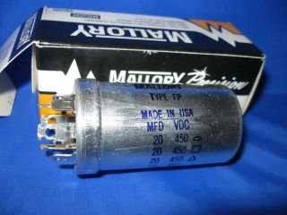 Vintage Mallory FP - 444 Capacitor NIB NOS - 20 - 20 - 20 - 20 MFD 450 VOLT - L@@K 2