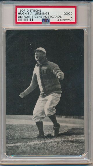 1907 Dietsche Detroit Tigers Postcards Hughie A.  Jennings Psa 2 Good
