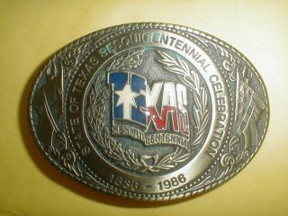 Vintage Texas Sesquicentennial 1836 - 1986 Solid Brass Limited Ed Belt Buckle Tk&b