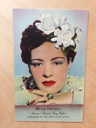 1940’s Billie Holiday Vintage Postcard Onyx Club York City