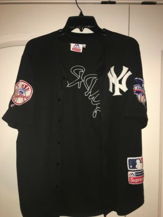 Supreme Mlb Majestic Ss15 York Yankees Black Jersey • Size Medium