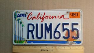 License Plate,  California,  Council Of Arts,  Palms,  Sunset,  Pac.  Ocean,  Rum 655