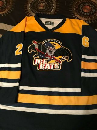 Austin Ice Bats Game Issued Jersey Size 54 26 Chl Fight Strap