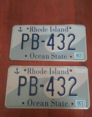 (pair) - Rhode Island License Plate Ocean State The Wave 2000 Sticker Pb - 432