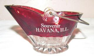 Havana,  Il.  - - Travel Souvenir - - Ruby Flash Mini Coal Bucket - - Early 1900 