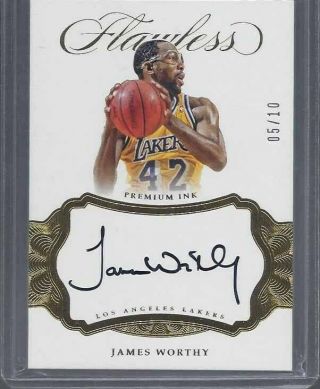 James Worthy 2016 - 17 Panini Flawless Gold Premium Ink On Card Lakers Auto D /10