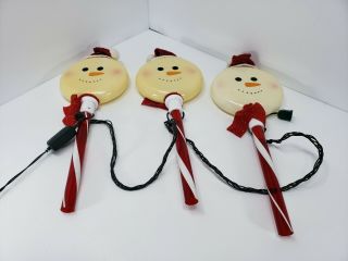 Vintage Gemmy Snowman Snowmen Indoor/outdoor Sidewalk String Lights 4 
