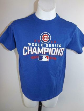 - Minor Flaw 2016 World Champions Chicago Cubs Kids Size7 L Large Blue Shirt