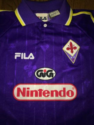1997 - 1998 ACF Fiorentina Gabriel Batistuta Purple FILA Nintendo Small 9 Jersey 2