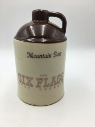 Vintage Pca Hand Crafted Mountain Dew Six Flags Over Georgia Souvenir Jug