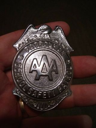 Vintage Aaa School Safety Patrol Patrolman Badge With Adjustable Belt 1960 