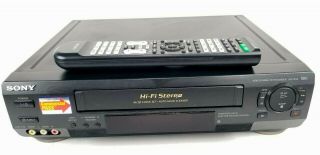 Sony Slv - N50 Hifi Stereo Vhs Vcr Player Remote And Av Cables