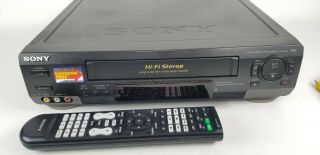 Sony SLV - N50 HiFi Stereo VHS VCR Player Remote and AV Cables 2