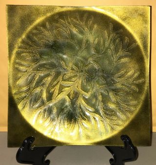 Vintage Enamel On Copper Bowl Plate Abstract Design Artist Signed Rolosen