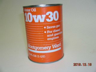 Montgomery Ward Motor Oil Quart Can Vintage Can Gas Diesel 10w30