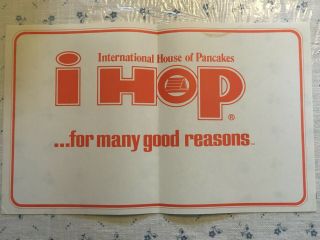 Ihop 1970s Vintage Paper Place Mat International House Of Pancakes