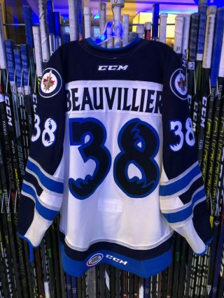 Manitoba Moose Ahl Game Worn White Jersey Francis Beauvillier 38