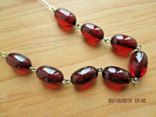 Vintage Necklace.  Ruby Wine Colour.  17 "