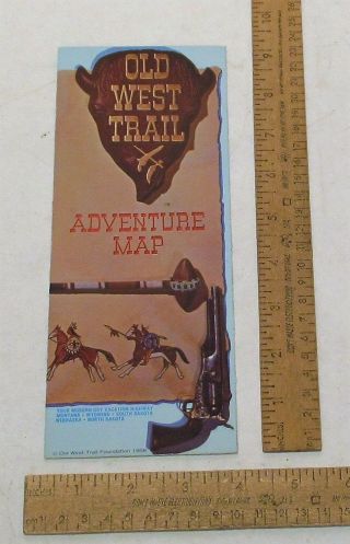 © 1968 Old West Trail Adventure Map - Montana / Wyoming / S Dakota / Nebraska /